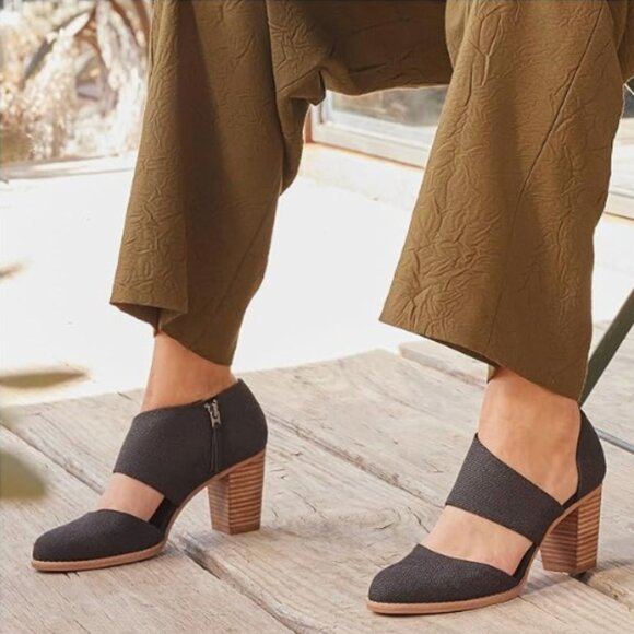 NEW NWT TOMS Milan Closed Toe Heels w/ Zipper Foam Insole Womens Black Size 12 - Picture 3 of 7